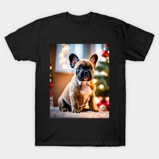 Cute French Bulldog Puppy at Christmas T-Shirt